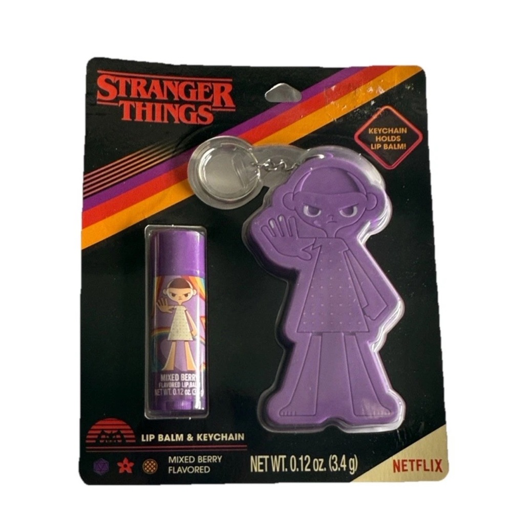 Stranger Things Purple Keychain and Lip Balm Set Lot of 5